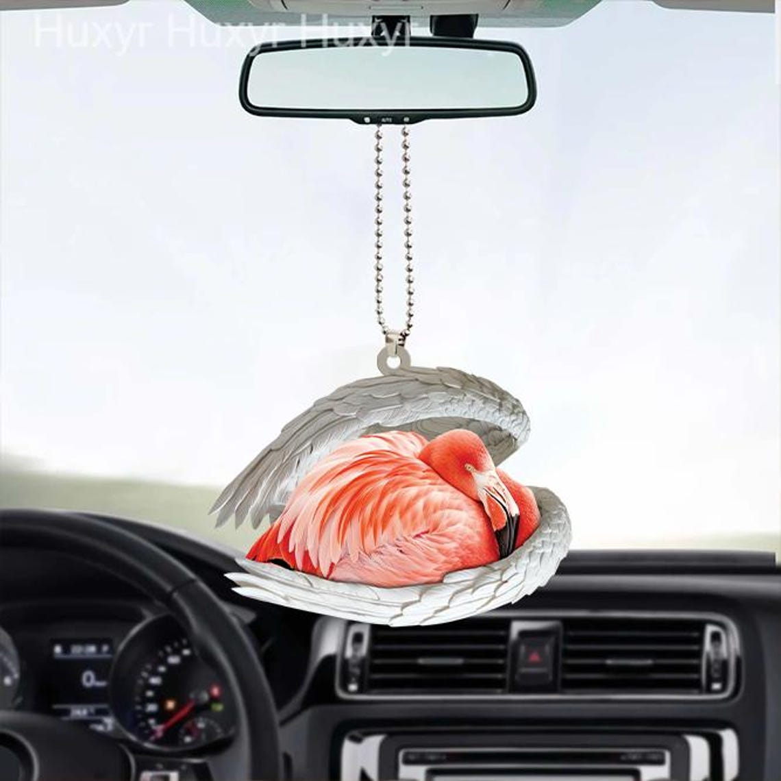 Flamingo Angel Wings Car Ornament, Flamingo Sleeping Angel Christmas Ornament Decor