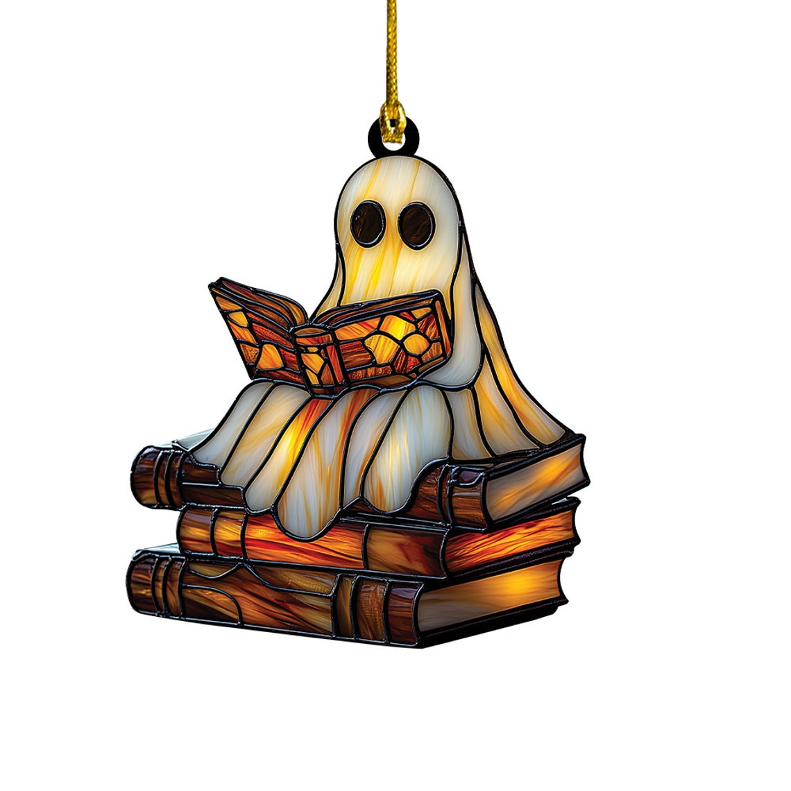 Cute Ghost Reading Book Hanging Ornament, Cute Ghost Hanging Ornament