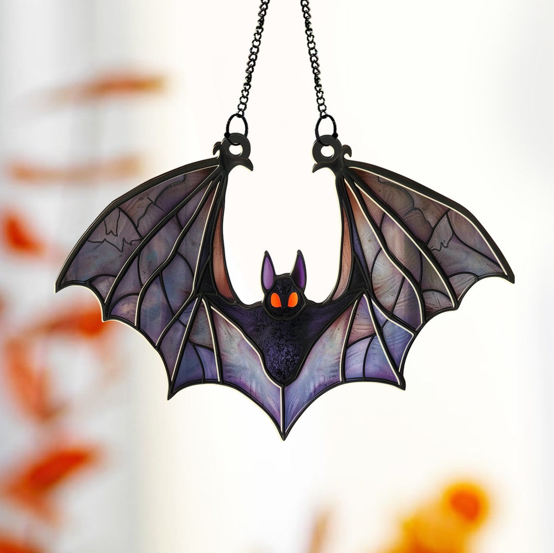 Classic Bat Halloween Window Hanging Suncatcher Ornament, Bat Suncatcher Halloween Decor