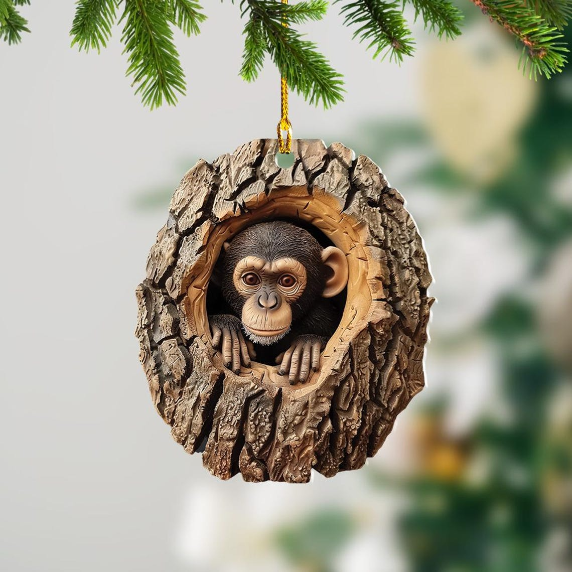 Monkey Flat Christmas Ornament Decor, Unique Macaca Christmas Ornament Holiday Lovers Gift