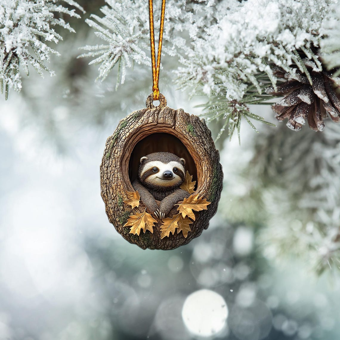 Christmas Sloth Hanging Ornament , Christmas Ornament Sloth Rearview Mirror Car Decor Gift