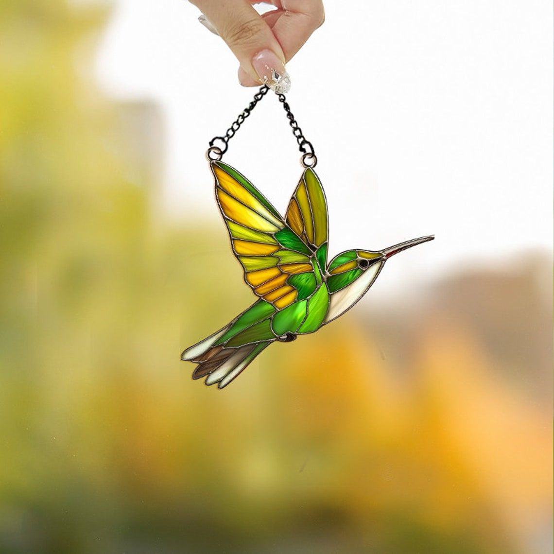 Hummingbird Suncatcher Ornament, Hummingbird Hanging Ornament Decor