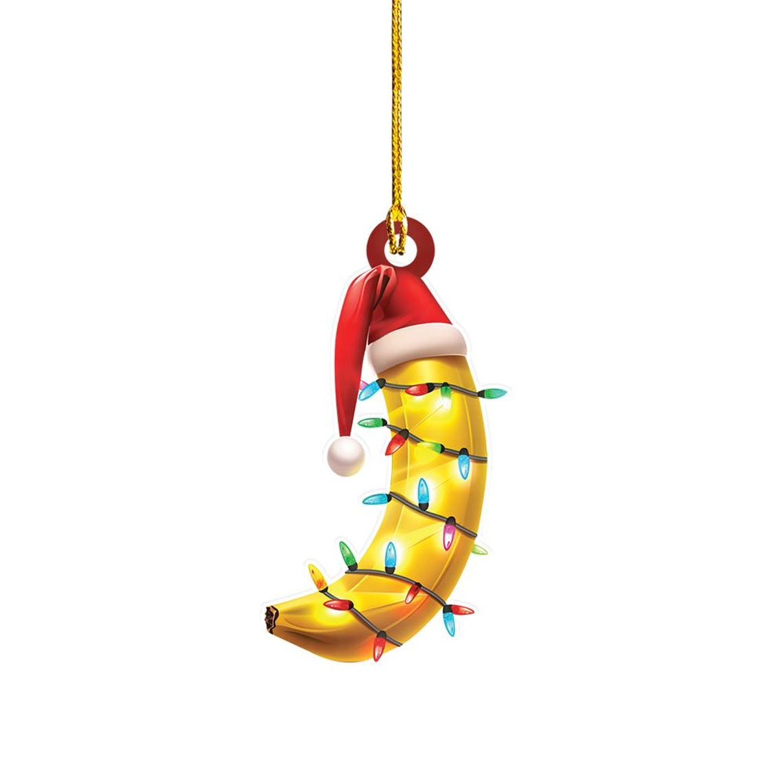 Cute Banana Christmas Tree Lights Ornament,  Christmas Banana Flat Hanging Ornament Decor