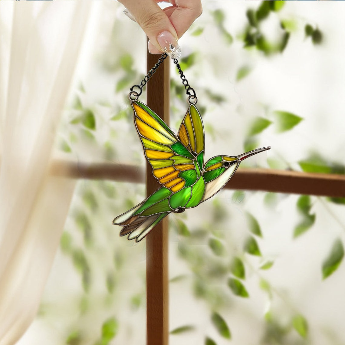 Hummingbird Suncatcher Ornament, Hummingbird Hanging Ornament Decor