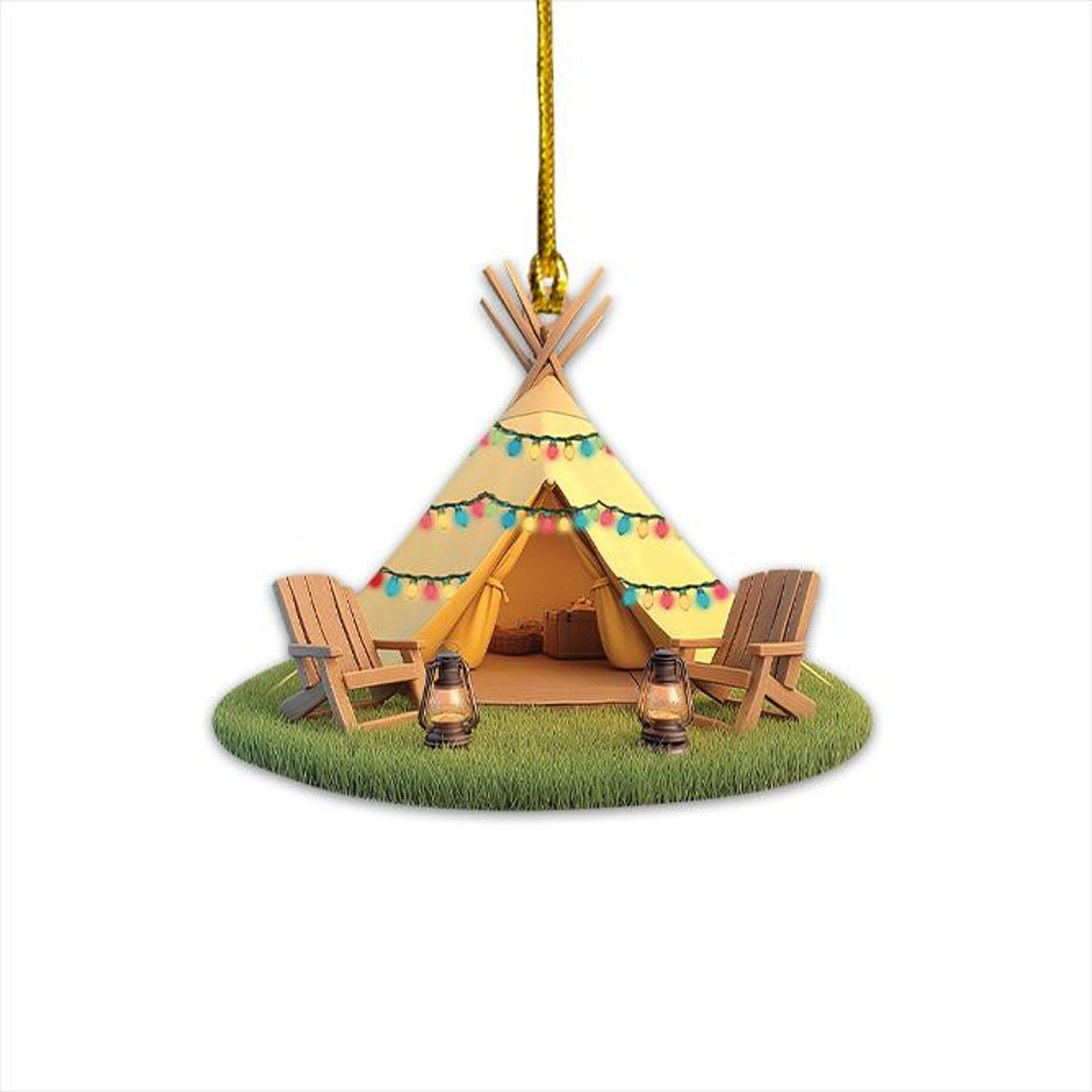 Camping Tent Christmas Light Ornament, Camping Christmas Tree Hanging Decor Ornament Gift