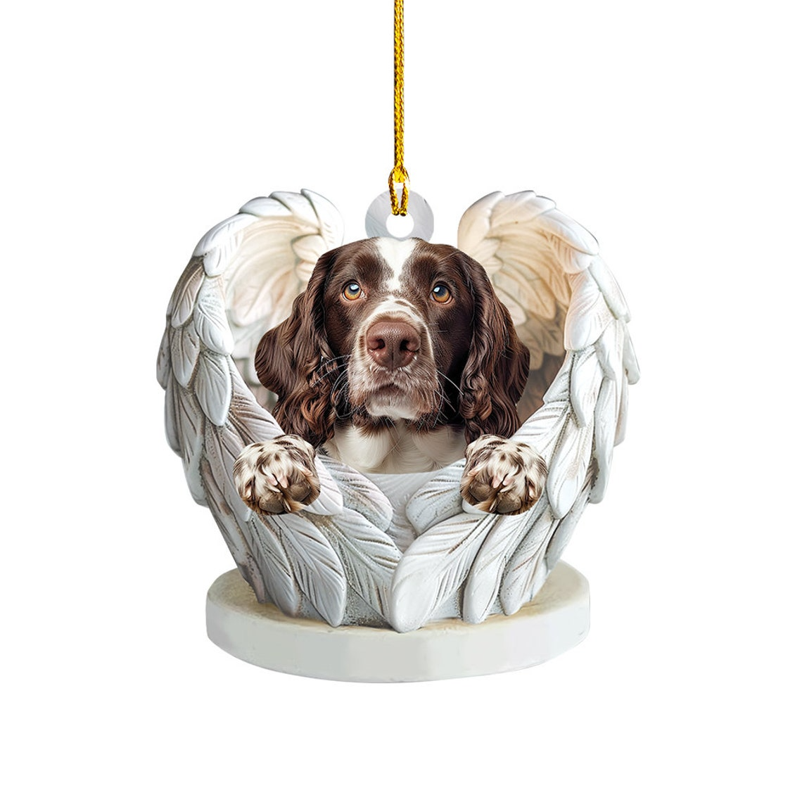 English Springer Spaniel Dog Angel Wings Ornament, English Springer Dog Christmas Ornament