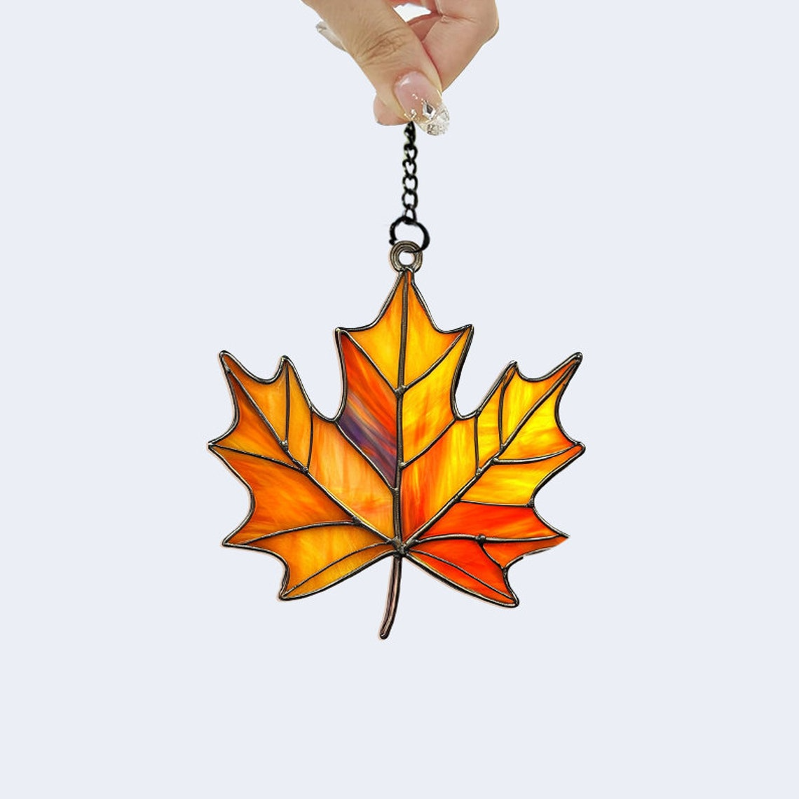 Maple Fall Leaf Suncatcher, Maple Autumn Leaf Hanging Ornament Decor