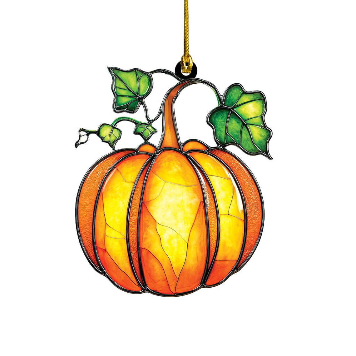 Pumpkin Leaf Green Suncatcher Ornament, Halloween Pumpkin Home Decor