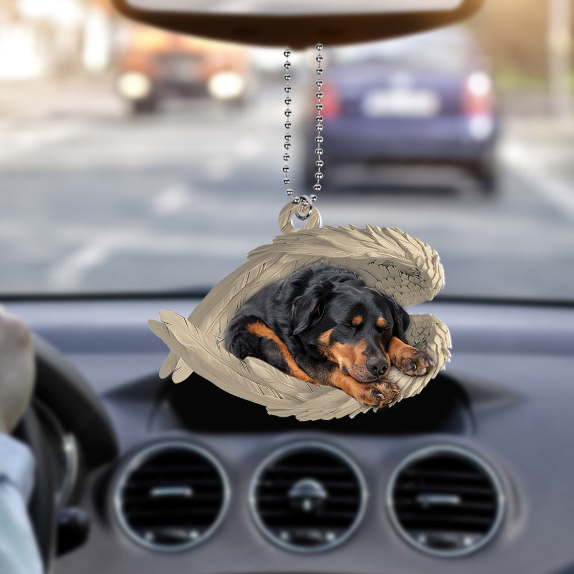 Beauceron Dog Sleeping Angel Wings Ornament, Cute Beauceron Dog Christmas Ornament Gift