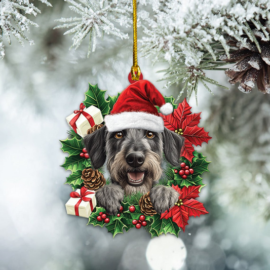 Irish Wolfhound Dog Christmas Wreath Ornament, Irish Wolfhound Dog Christmas Ornament Lovers Giift