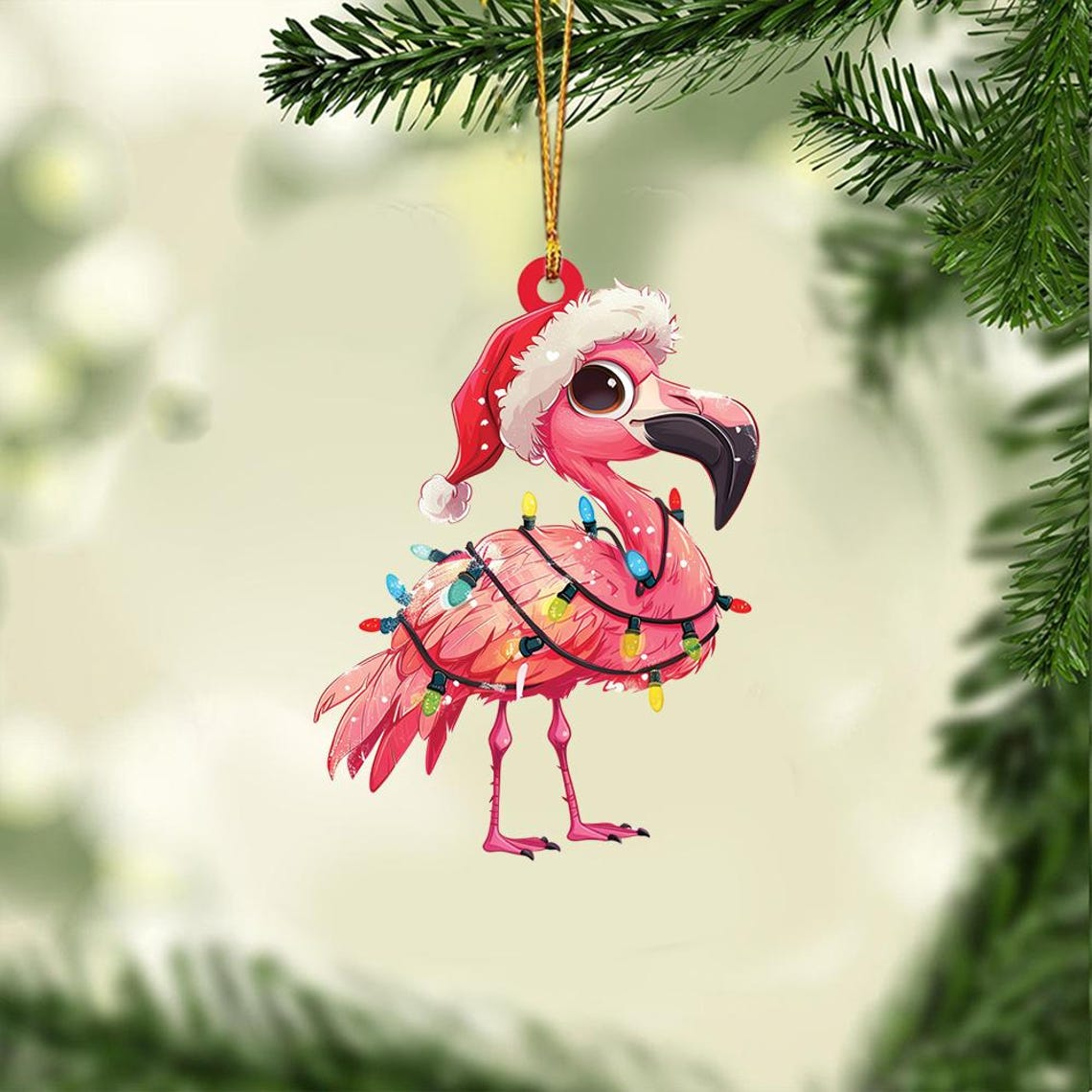 Baby Cute Flamingo Christmas Light Ornament, Christmas Holiday Flamingo Ornament Lovers Gift