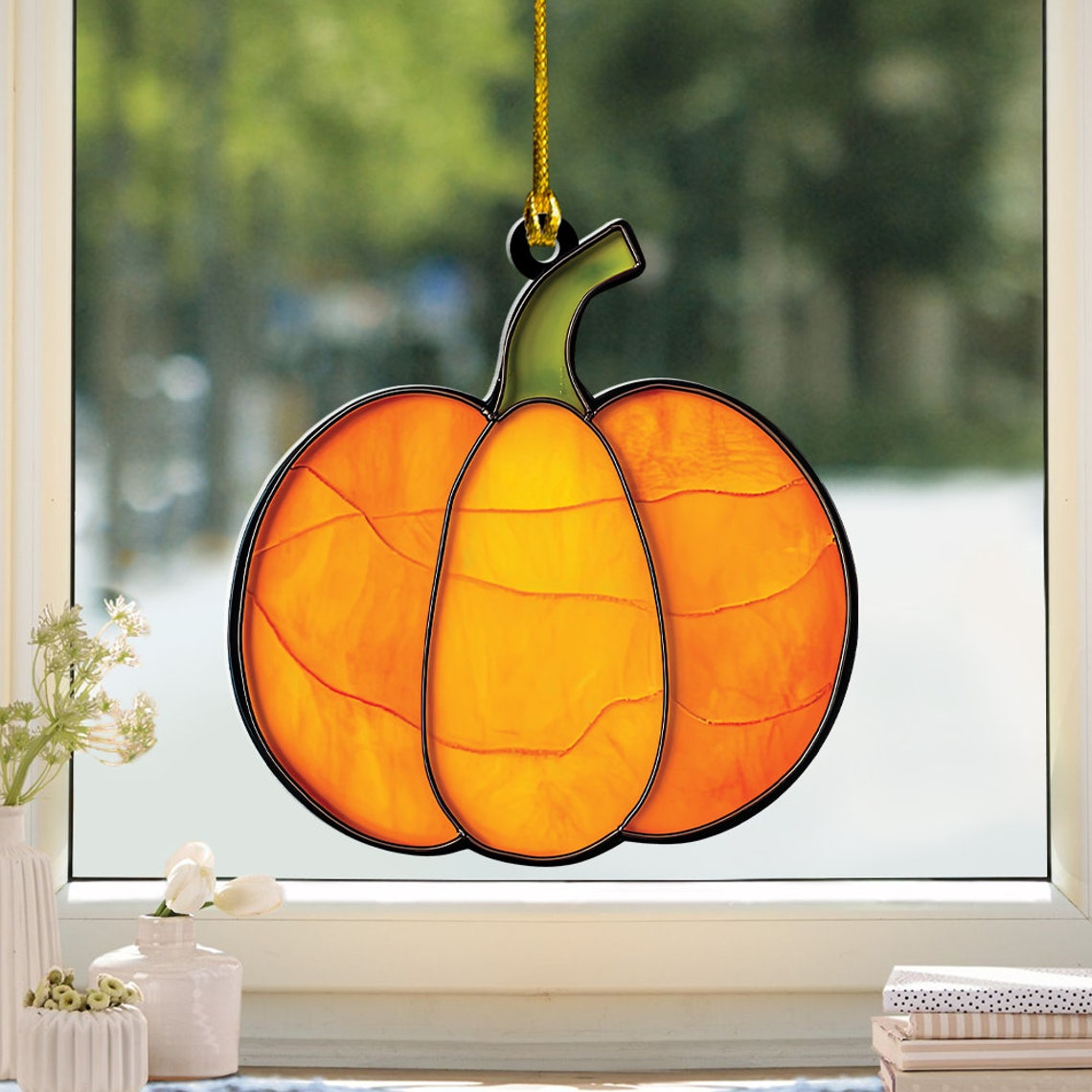 Pumpkin Classic Hanging Ornament, Pumpkin Halloween Suncatcher Decor