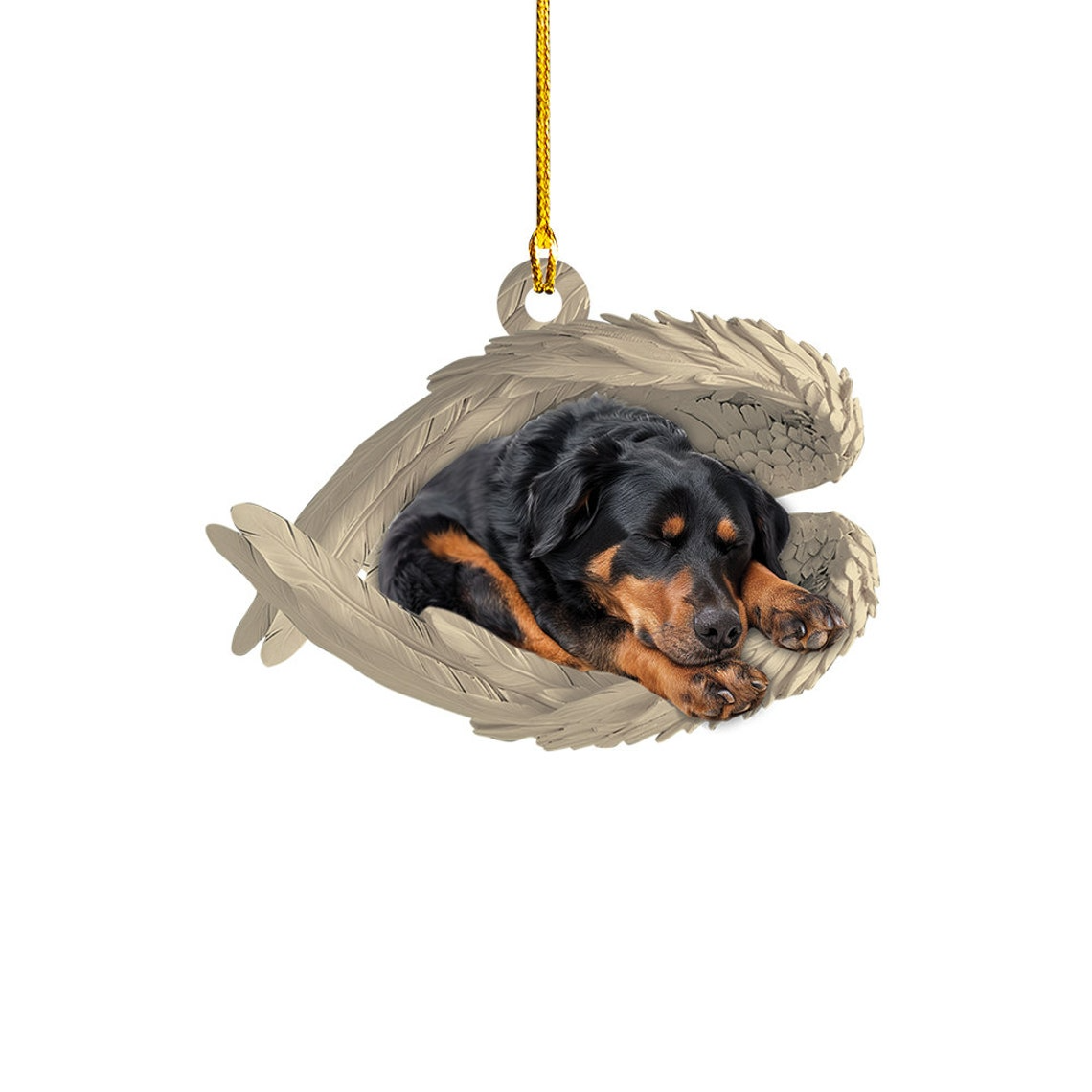 Beauceron Dog Sleeping Angel Wings Ornament, Cute Beauceron Dog Christmas Ornament Gift