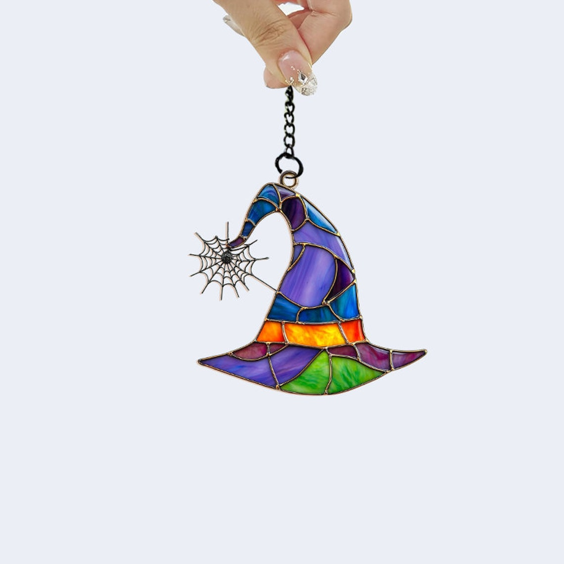 Witch Hat Halloween Hanging Suncatcher, Halloween Witchy Hat Ornament Decor Home