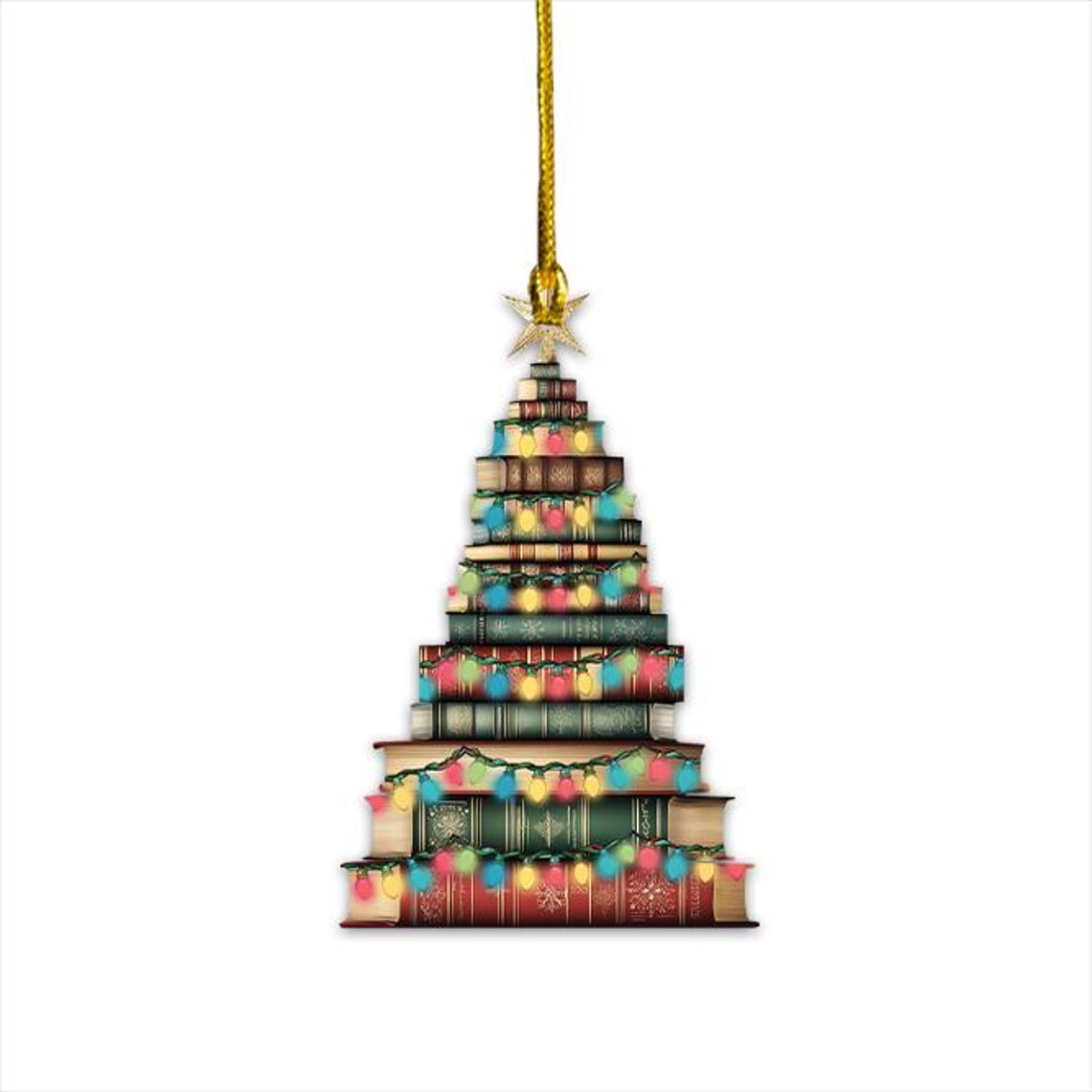 Classic Books Christmas Tree Light Ornament, Christmas Reading Book Ornament Decor Gift