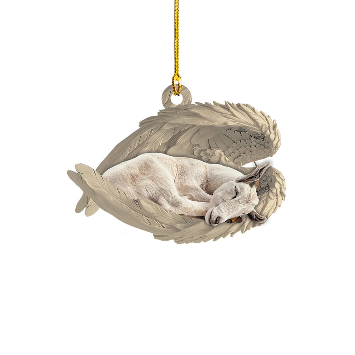 Cute Goat Sleeping Angel Christmas Ornament, Goat Car Hanging Christmas Ornament Decor Gift