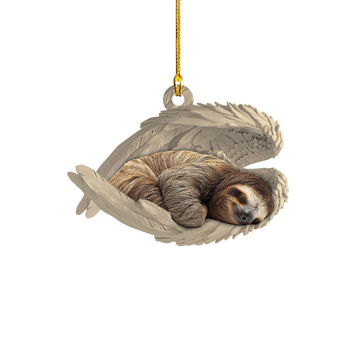 Sloth Sleeping Angel Christmas Ornament Gift, Christmas Sloth Angel Wings Ornament Decor