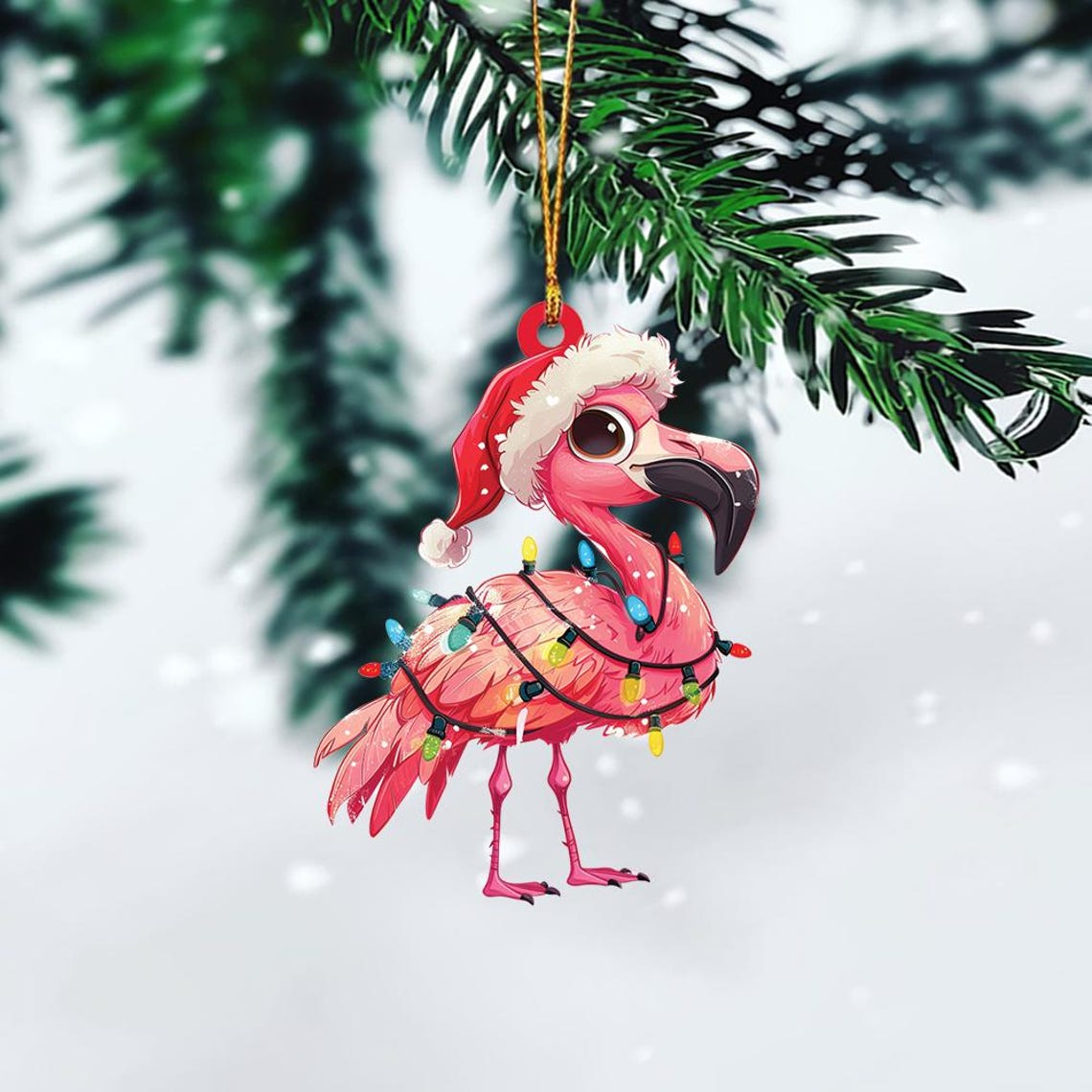 Baby Cute Flamingo Christmas Light Ornament, Christmas Holiday Flamingo Ornament Lovers Gift