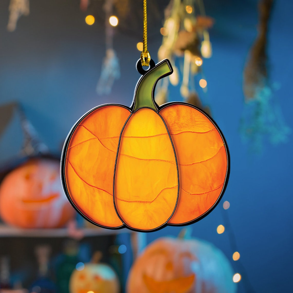 Pumpkin Classic Hanging Ornament, Pumpkin Halloween Suncatcher Decor