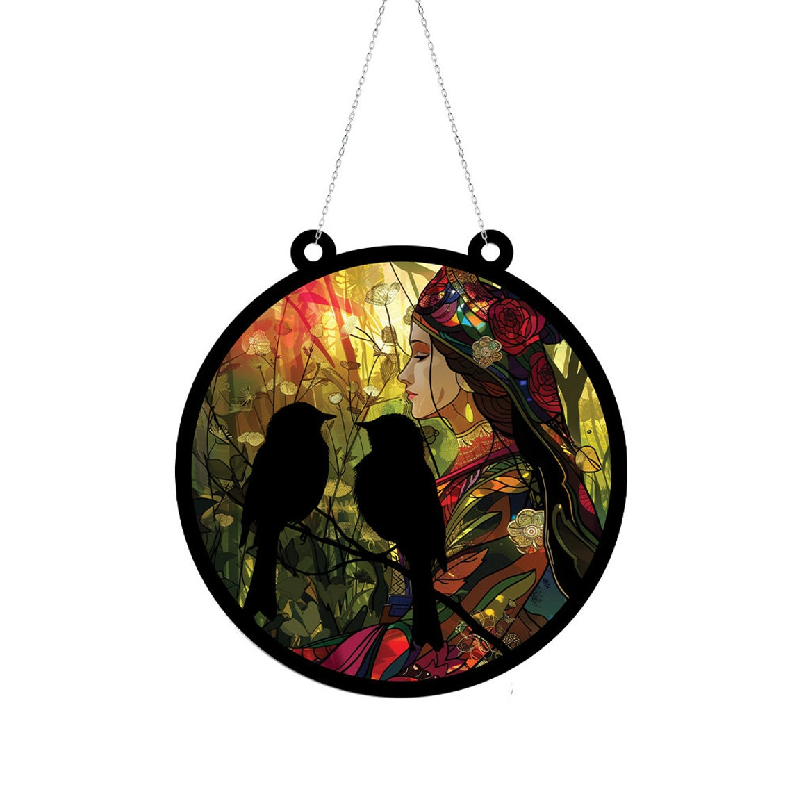 Two Birds Suncatcher Ornament, Two Bird Window Hanging Ornament Decor Home