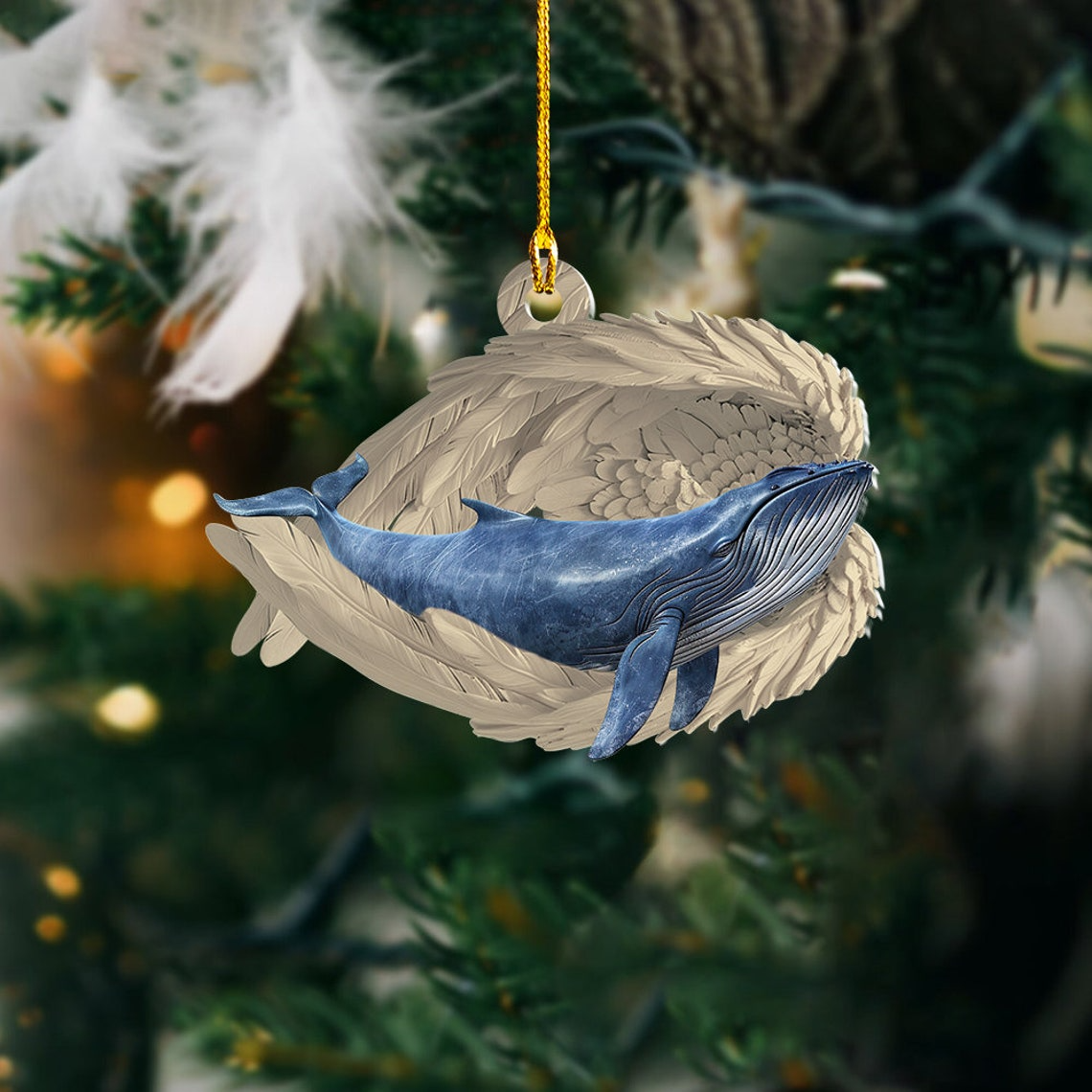 Whale Sleeping Angel Christmas Ornament Gift, Whale Angel Wings Car Hanging Ornament Decor