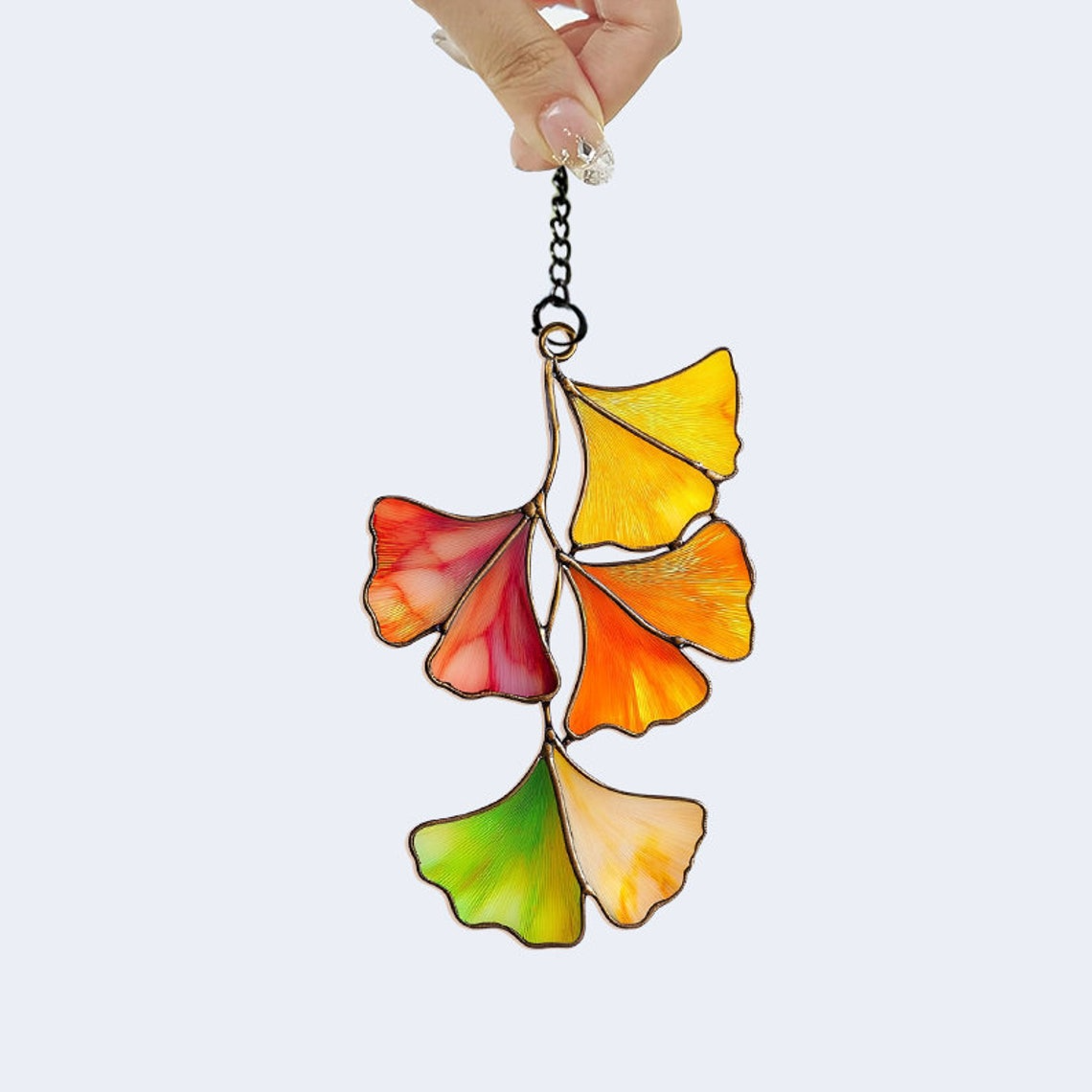 Autumn Ginko Leaf Suncatcher, Autumn Leaf Hanging Ornament Gift