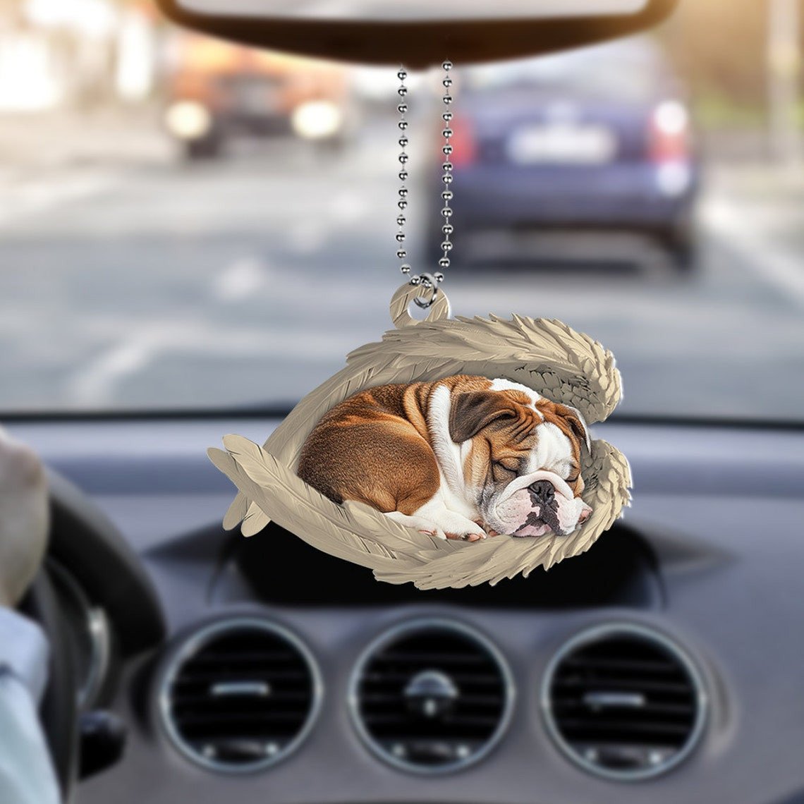 Bulldog Sleeping Angel Wings Christmas Ornament, English Bulldog Christmas Ornament Gift