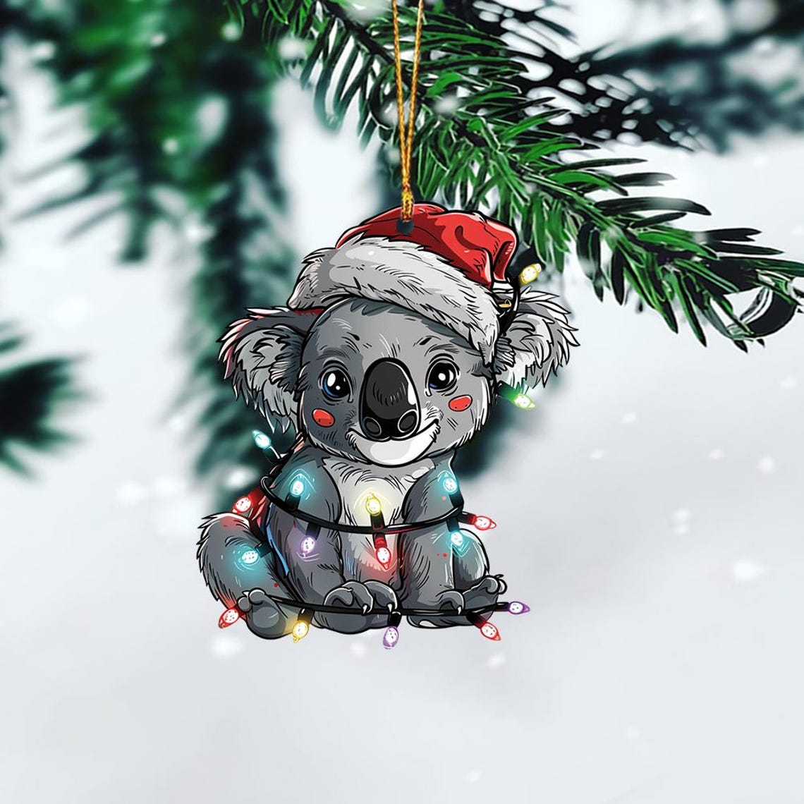 Cute Koala Christmas Light Ornament,  Baby Koala Christmas Hanging Ornament Decor Holiday Gift