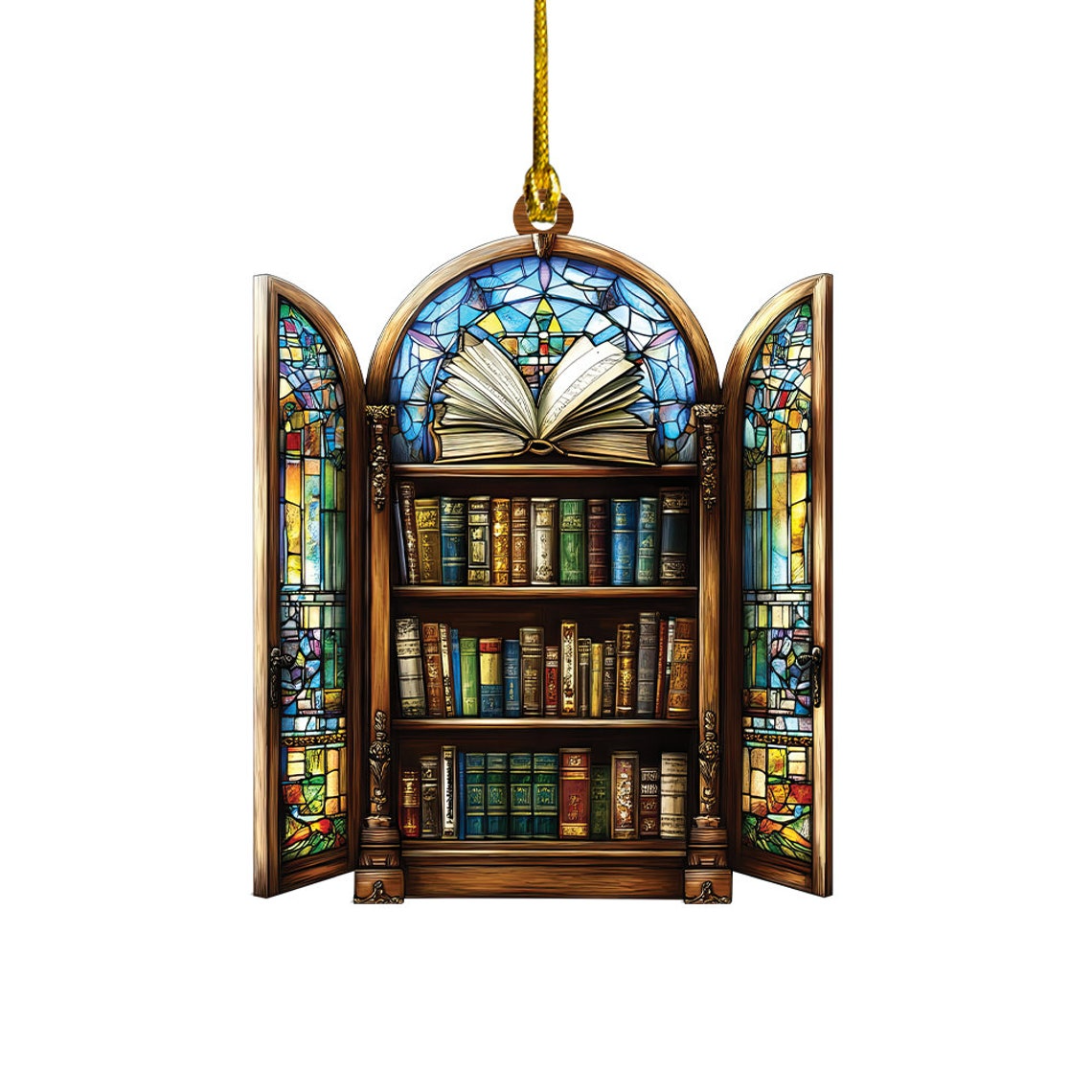 Bookstore Window Suncatcher Decor, Library Hanging Suncatcher Ornament