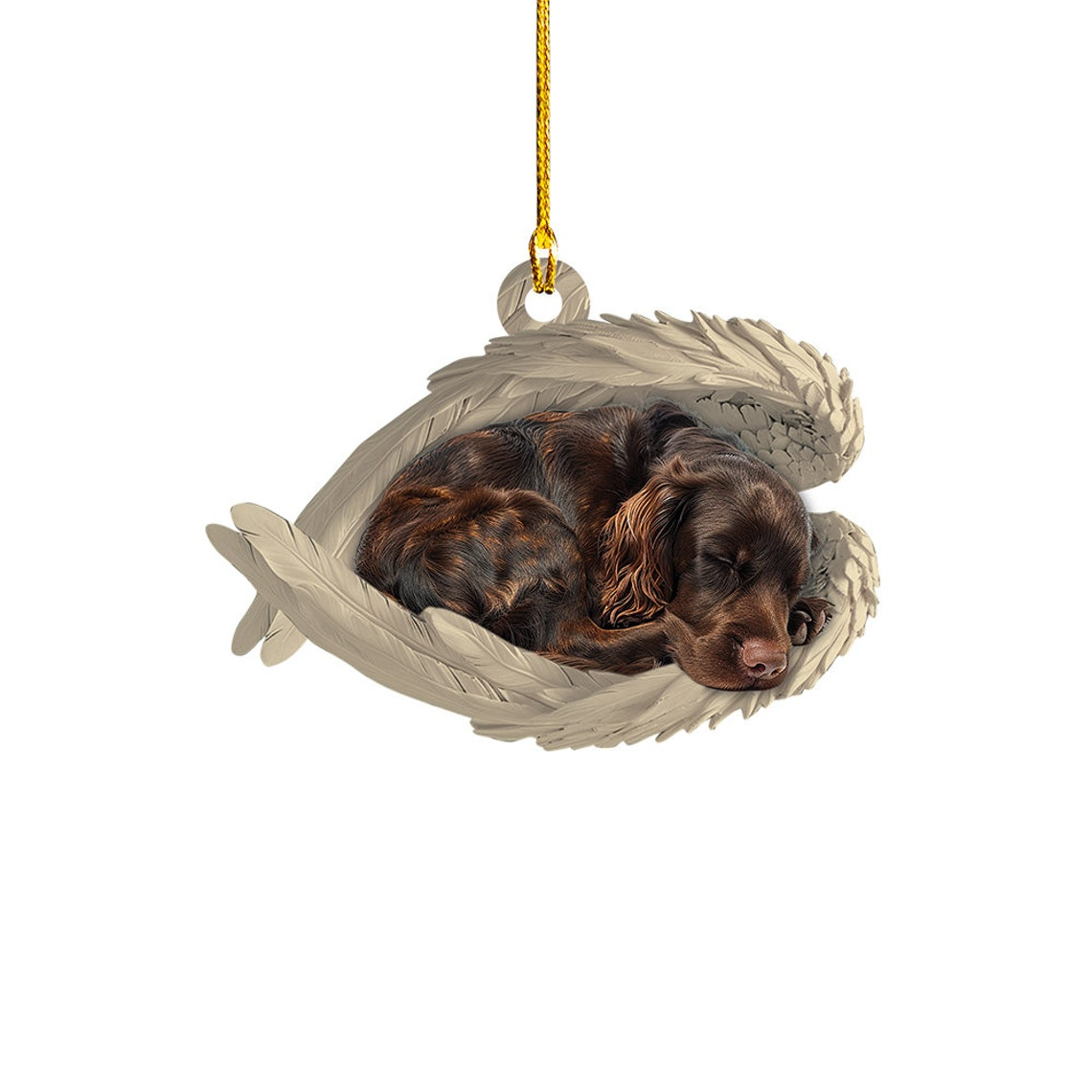 Boykin Spaniel Dog Sleeping Angel Wings Ornament, Boykin Spaniel Dog Car Christmas Ornament