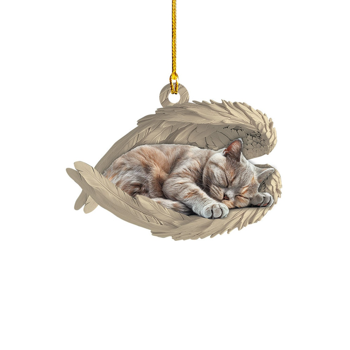 Scottish Fold Cat Sleeping Angel Christmas Ornament, Scottish Fold Cat Angel Wings Ornament Gift