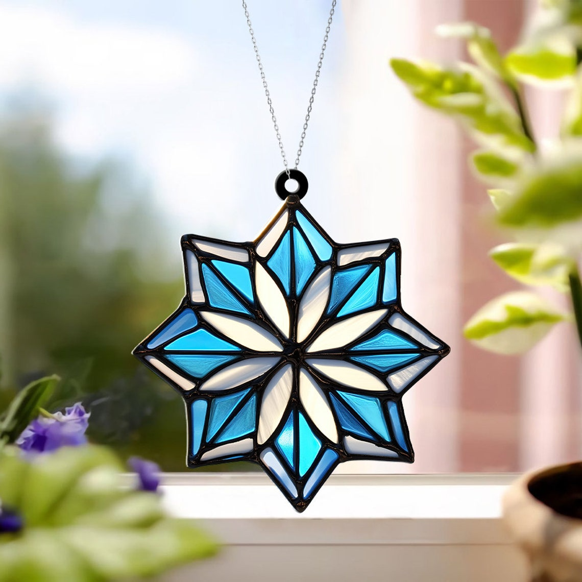 Snowflake Christmas Suncatcher, Snowflake Window Suncatcher Ornament