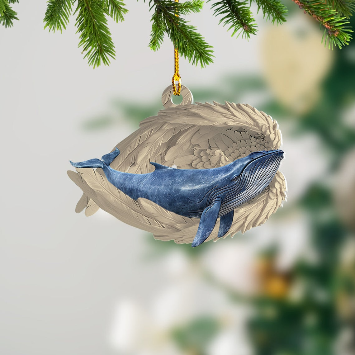 Whale Sleeping Angel Christmas Ornament Gift, Whale Angel Wings Car Hanging Ornament Decor