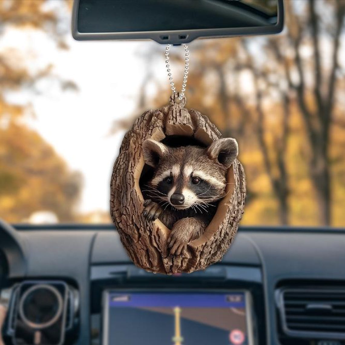 Cute Raccoon Flat Christmas Ornament, Raccoon Christmas Ornament Decor Home