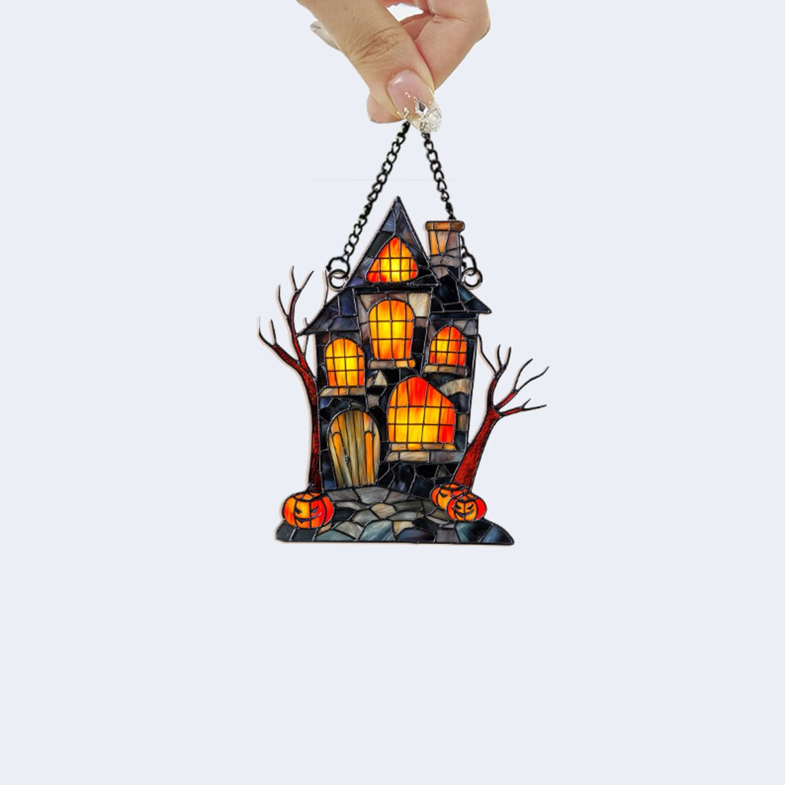 Spooky Haunted House Hanging Suncatcher, Halloween Suncatcher Ornament