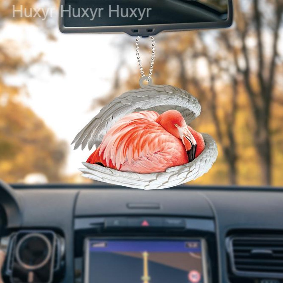 Flamingo Angel Wings Car Ornament, Flamingo Sleeping Angel Christmas Ornament Decor