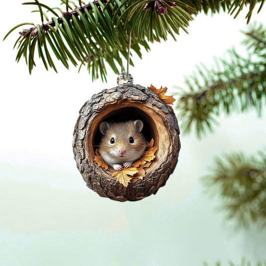 Hamster Hanging Christmas Tree Ornament, Hamster and Leaves Autumn Ornament Decor Gift