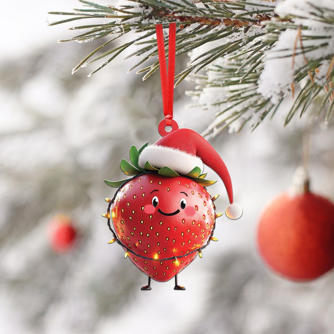 Lovely Strawberry Christmas Tree Ornament, Christmas Strawberry Car Hanging Ornament Decor