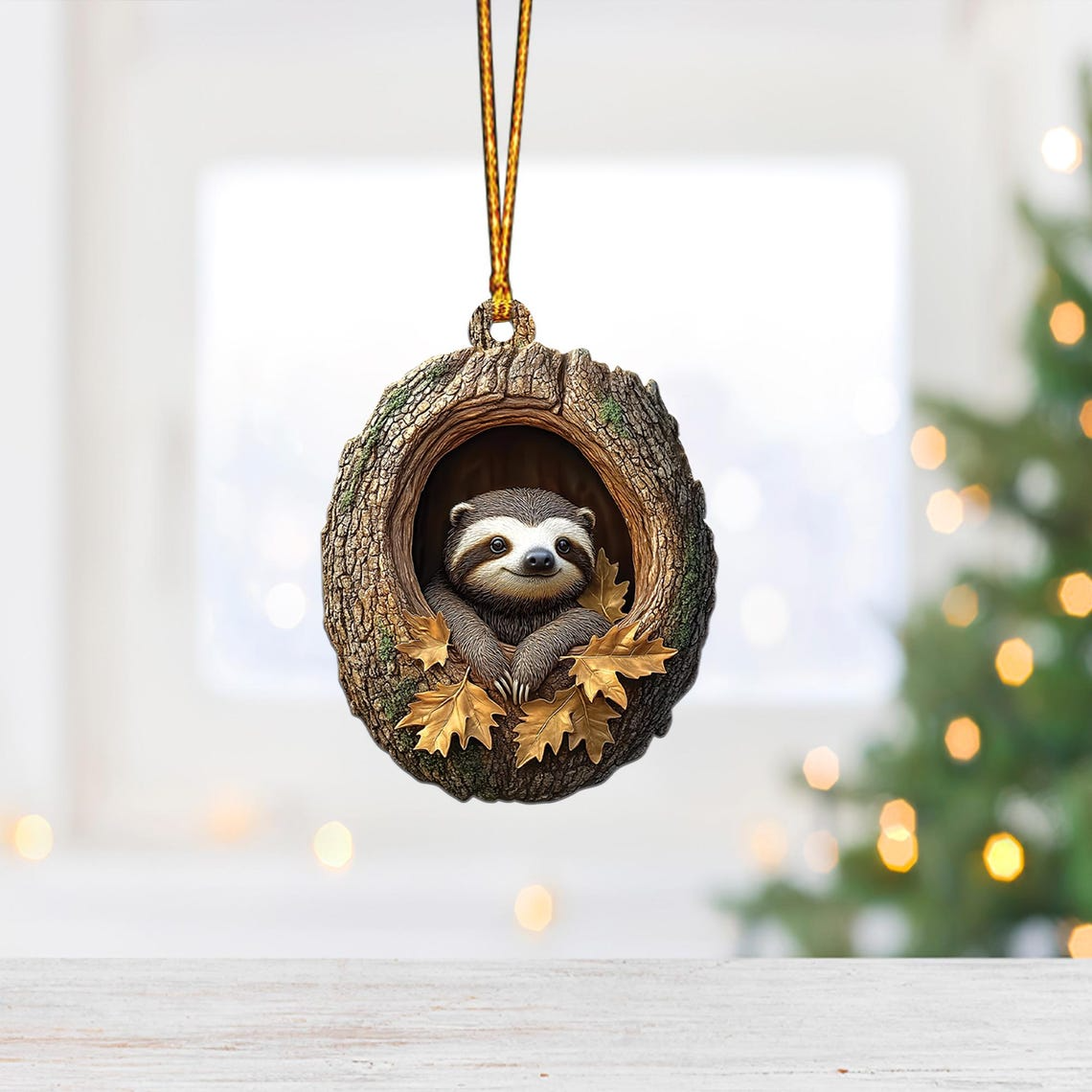 Christmas Sloth Hanging Ornament , Christmas Ornament Sloth Rearview Mirror Car Decor Gift