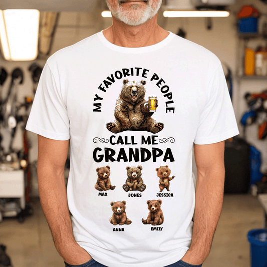 Bear Grandpa and kids - Personalized Shirt