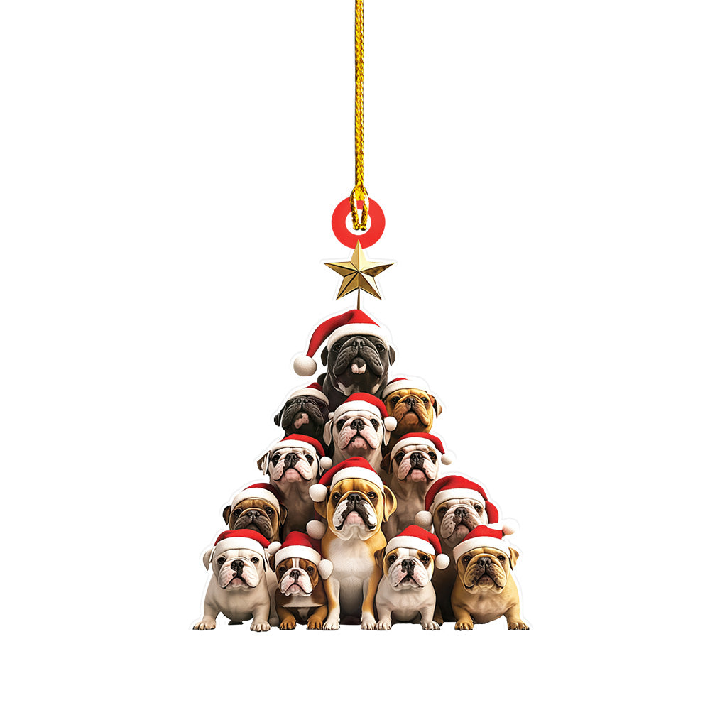 Bulldog Christmas Tree Ornament, Bulldog Rearview Mirror Car Ornament Decor