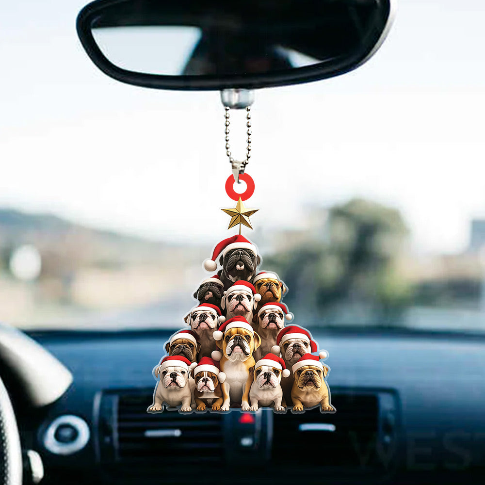 Bulldog Christmas Tree Ornament, Bulldog Rearview Mirror Car Ornament Decor