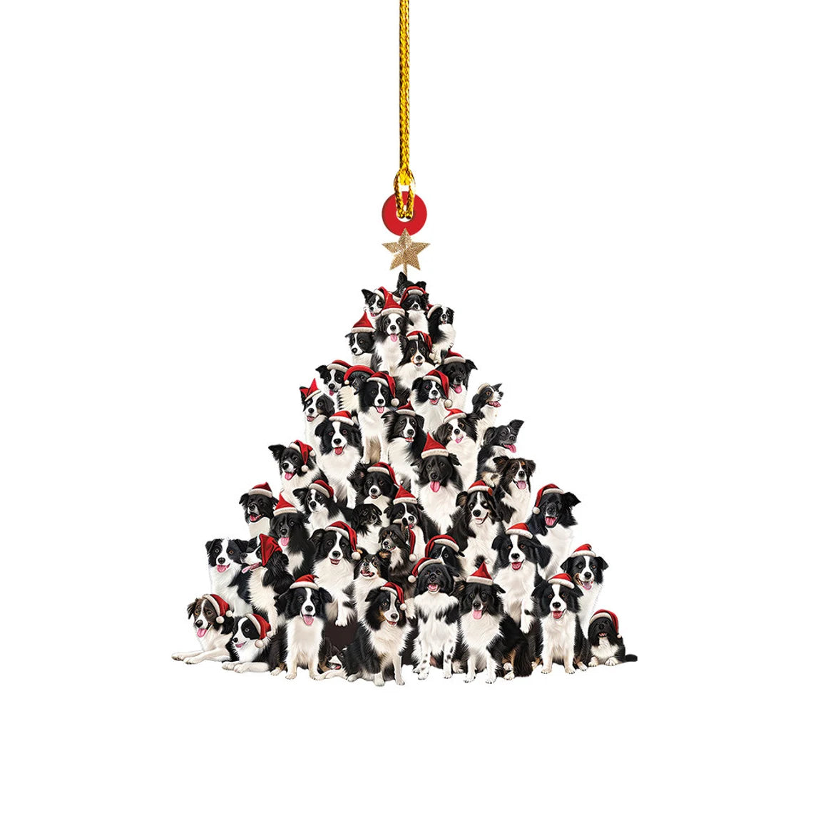 Border Collie Dog Christmas Tree Ornament, Border Collie Dog Rearview Mirror Car Ornament