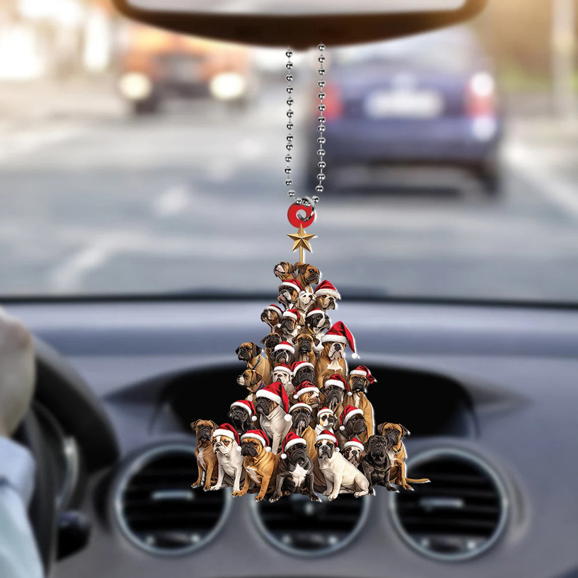 Boxer Dog Christmas Tree Ornament, Boxer Dog Rearview Mirror Car Ornament, Boxer Dog Ornament