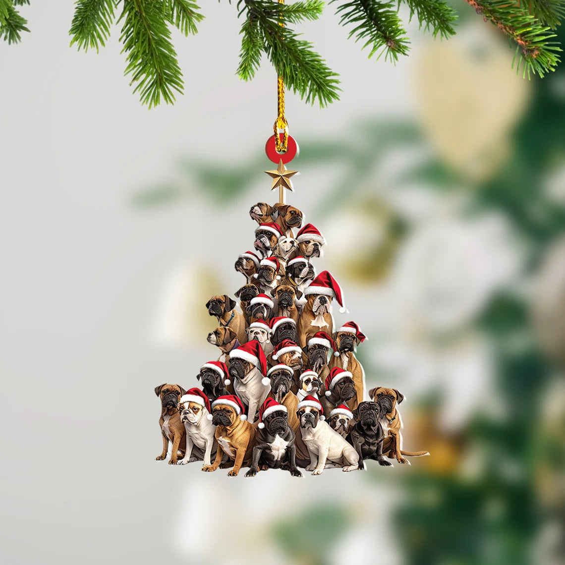 Boxer Dog Christmas Tree Ornament, Boxer Dog Rearview Mirror Car Ornament, Boxer Dog Ornament