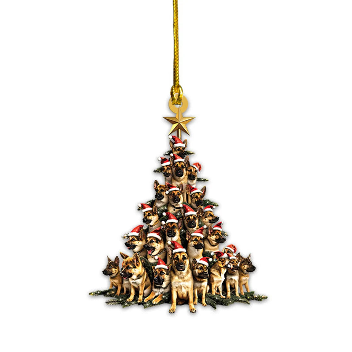 German Shepherd Dog Christmas Tree Ornament, German Shepherd Dog Car Ornament Decor