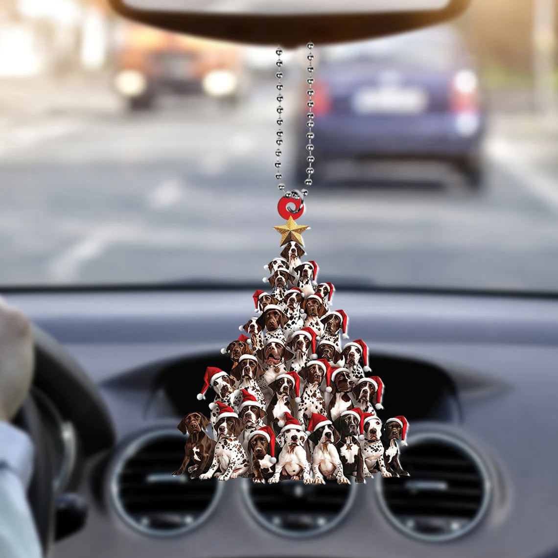 German Shorthaired Pointer Dog Christmas Tree Ornament, GSP Dog Rearview Mirror Car Ornament Decor