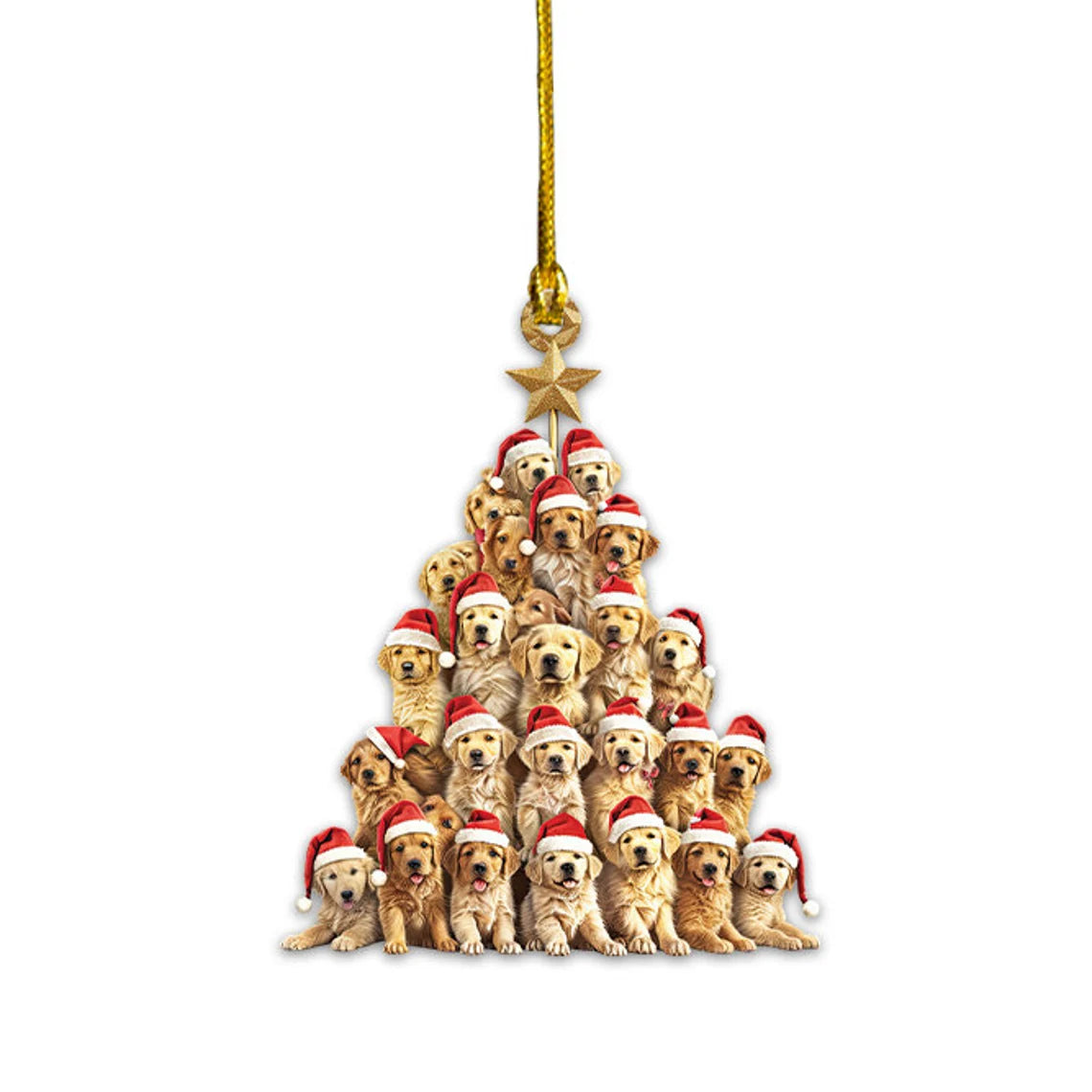 Golden Retriever Dog Christmas Tree Ornament, Golden Retriever Dog Car Ornament Decor