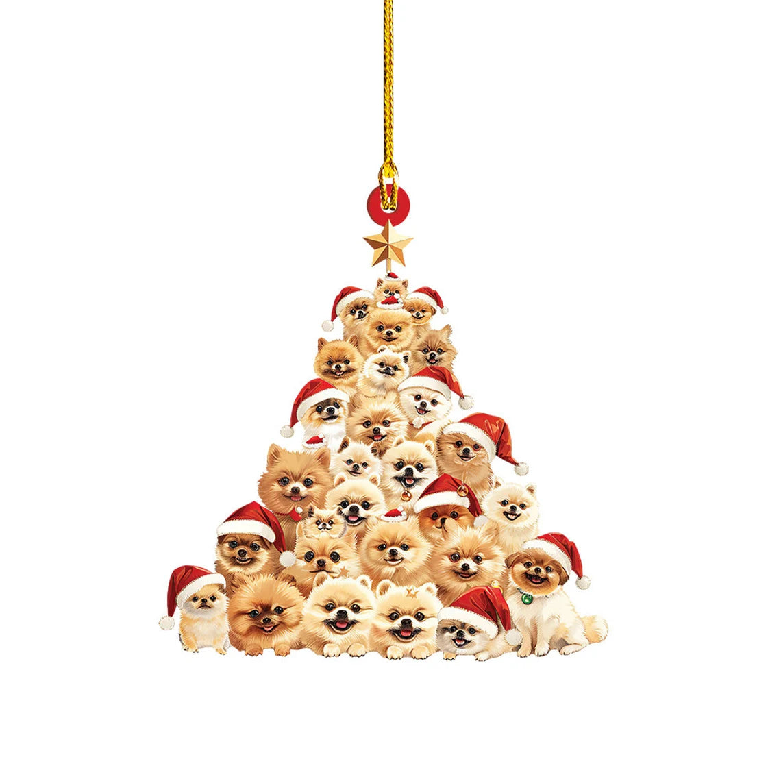 Pomeranian Dog Christmas Tree Ornament, Pomeranian Dog Rearview Mirror Car Ornament Decor