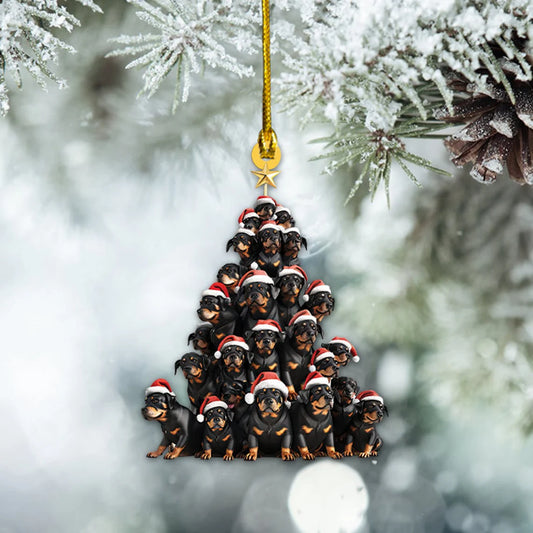 Rottweiler Dog Christmas Tree Ornament, Rottweiler Dog Rearview Mirror Car Ornament Decor